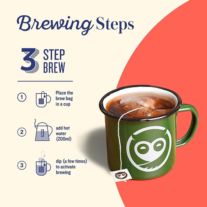 Sleepy Owl Assorted Hot Brew Coffee Bags | 10 Bags - 5 Delicious Flavours - French Vanilla, Dark Roast, Cinnamon, Hazelnut, Original | 5 Minute Brew - No Equipment Needed | 100% Arabica | Makes 10 Cups Sleepy Owl Assorted Hot Brew Coffee Bags | 10 Bags - 5 Delicious Flavours - French Vanilla, Dark Roast, Cinnamon, Hazelnut, Original | 5 Minute Brew - No Equipment Needed | 100% Arabica | Makes 10 Cups